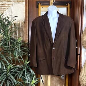 Vintage Suede Leather Blazer Mens 56 Brown Goat Skin Argentina Sport Coat Jacket